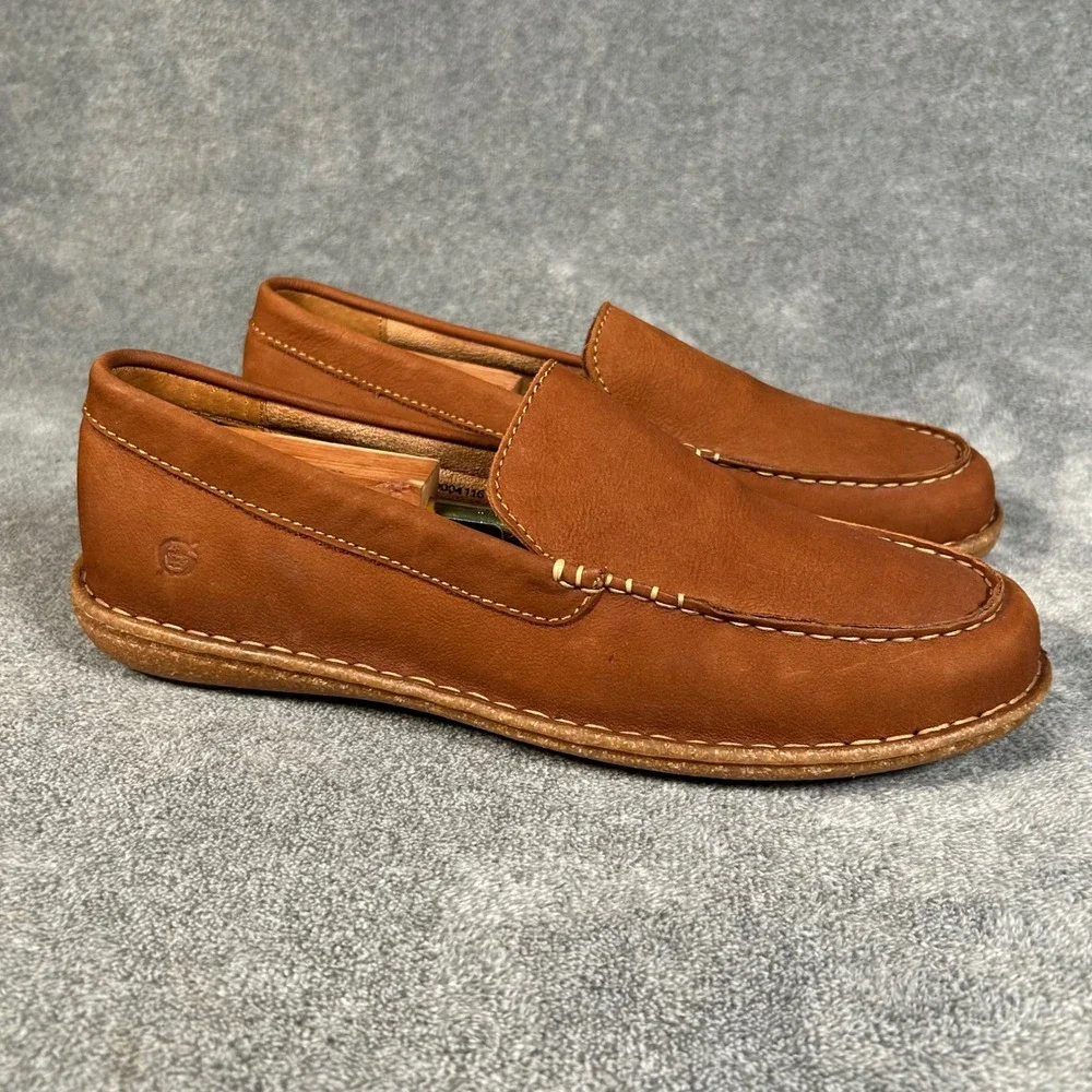 Born Leather Loafers Tan Brown Slip On Casual Shoes BM0004116 Mens 10.5 NEW - Picture 1 of 14